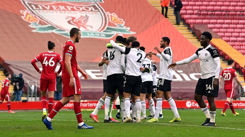 Fulham celebrate victory at Anfield