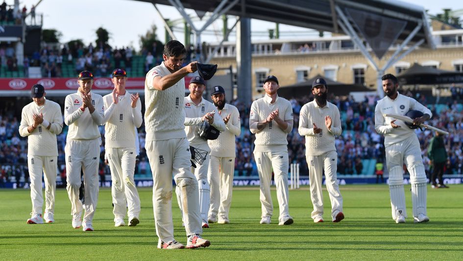 Alastair Cook leads England from the field