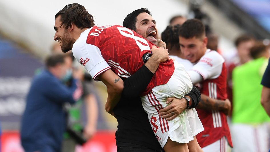 Mikel Arteta: Arsenal boss celebrates FA Cup final win with Dani Ceballos