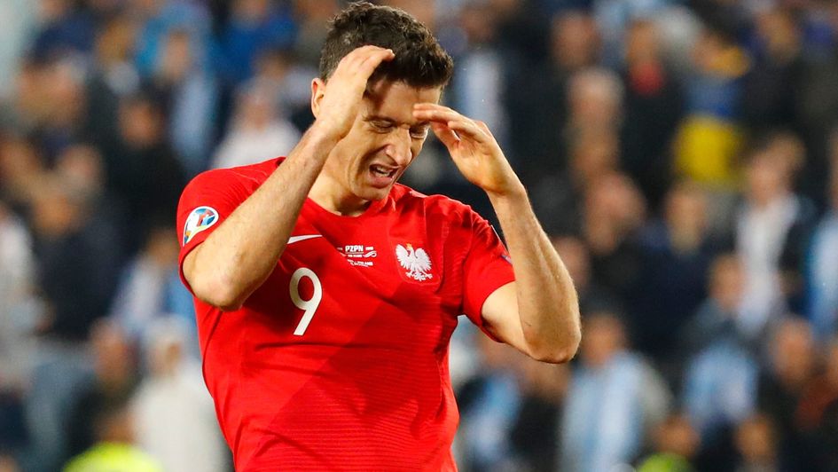 Robert Lewandowski in action for Poland