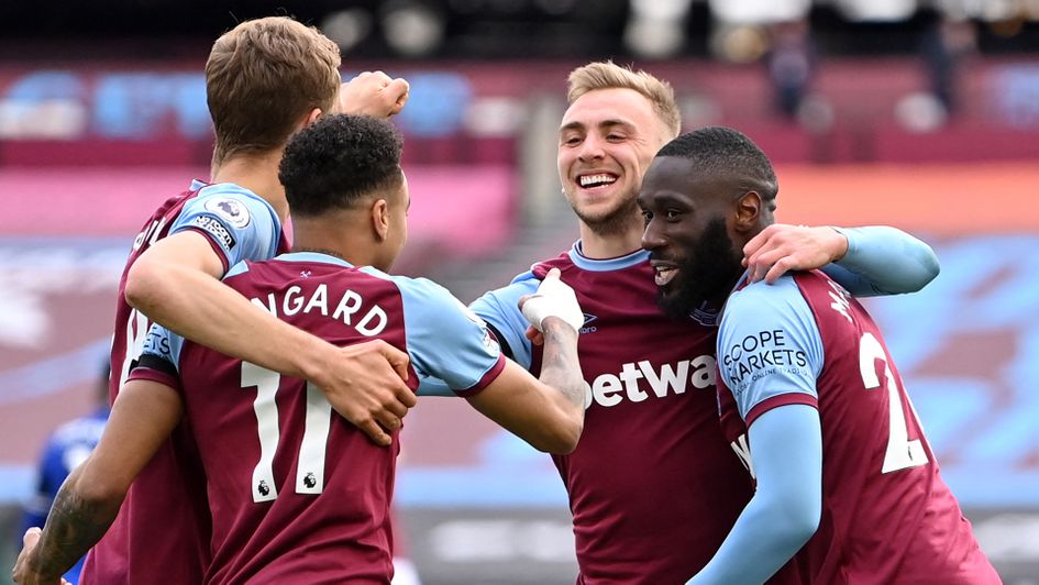 West Ham celebrate a goal against Leicester