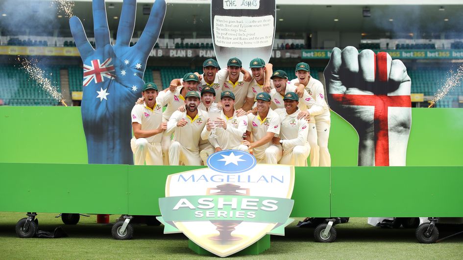 Australia celebrate their 4-0 victory