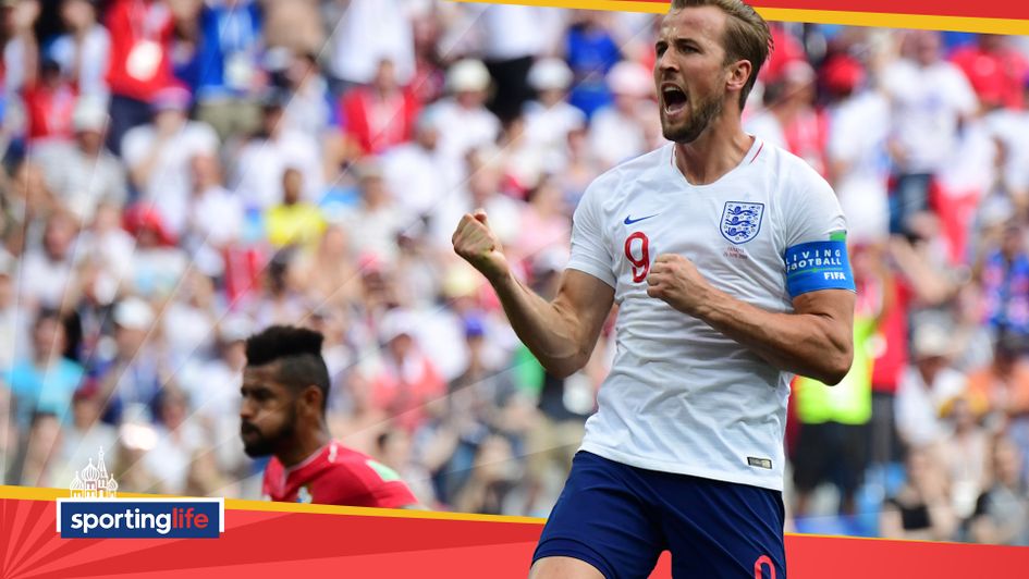 Harry Kane celebrates after scoring against Panama