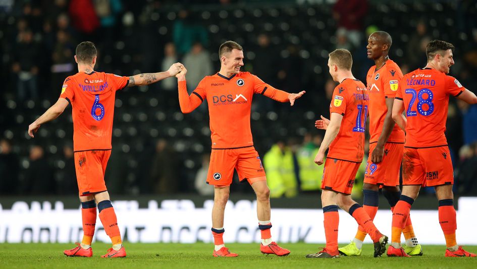 Celebrations for Millwall after victory over Derby