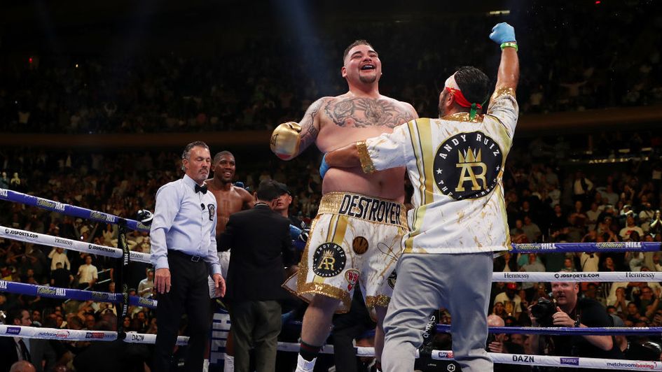 Andy Ruiz Jr celebrates