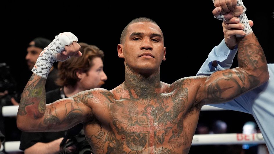 Conor Benn poses after defeating Peter Dobson