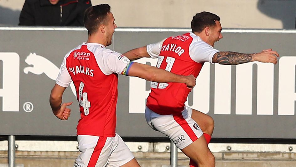 Rotherham's Jon Taylor celebrates his goal v Sheff United