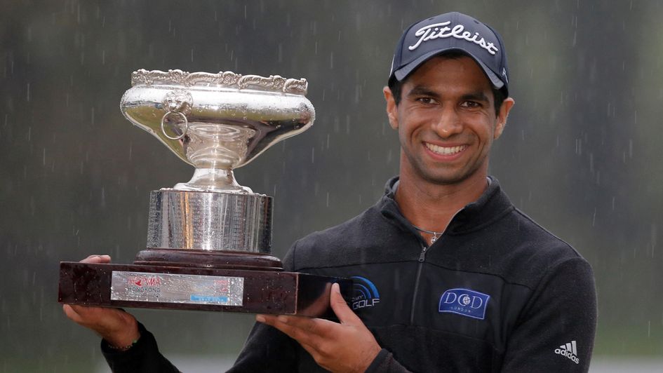 Aaron Rai with his Hong Kong Open trophy