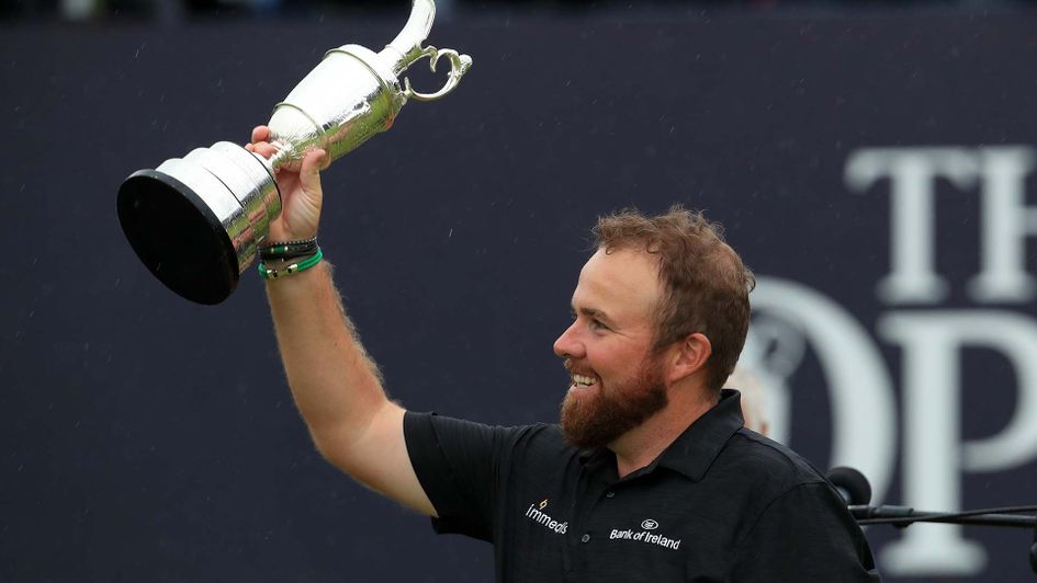 Shane Lowry celebrates winning the Open at Royal Portrush