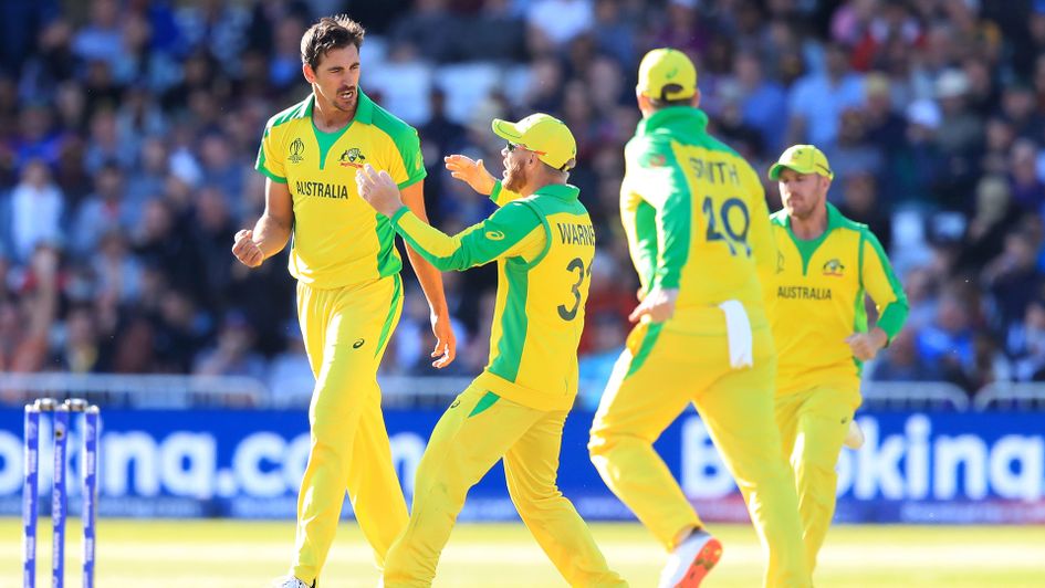 Celebrations for Mitchell Starc and Australia