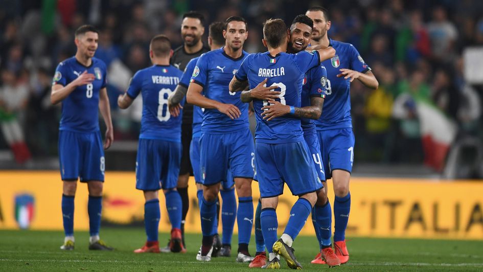 Italy celebrate their victory over Bosnia