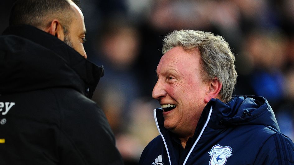 Nuno Espirito Santo and Neil Warnock in discussion