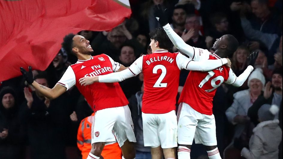 Pierre-Emerick Aubameyang scores for Arsenal