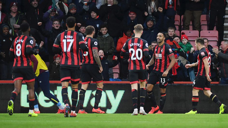 Bournemouth celebrate Callum Wilson's goal v West Ham