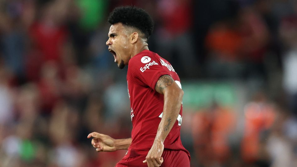 Luis Diaz celebrates his goal against Crystal Palace
