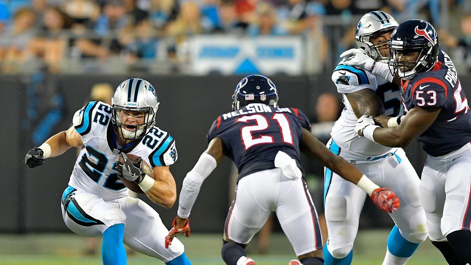 Christian McCaffrey (left) shows off his skills