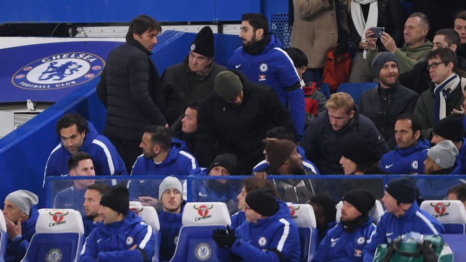 Antonio Conte (left) after his sending off in midweek