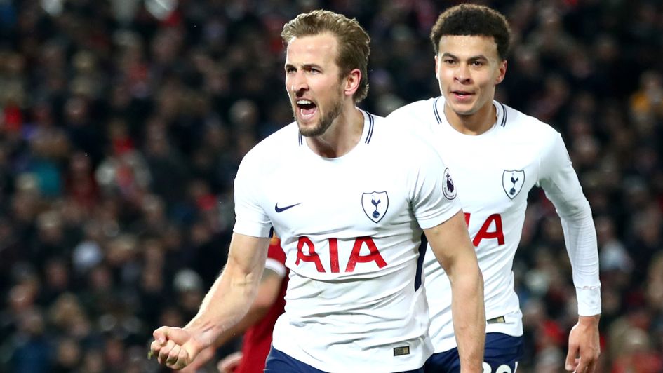 Harry Kane enjoys his equaliser for Tottenham against Liverpool