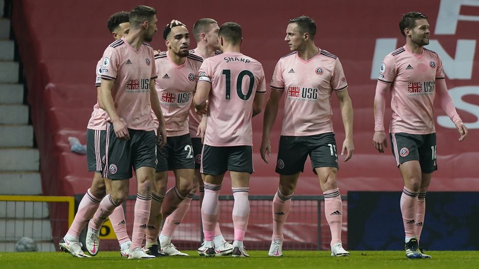 Sheffield United celebrate Kean Bryan's goal against Manchester United