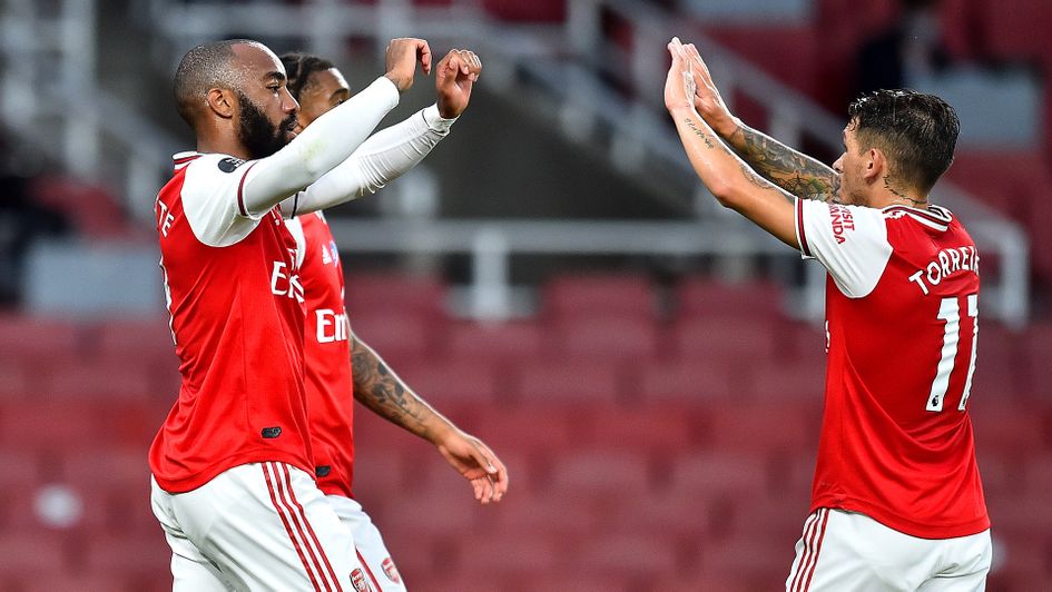 Alexandre Lacazette celebrates his goal against Arsenal