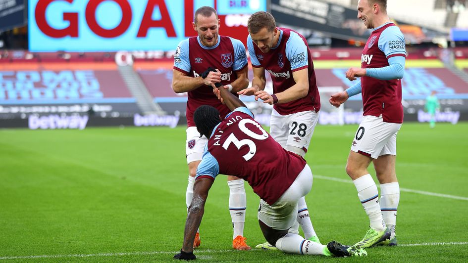 West Ham celebrate Michail Antonio's goal against Burnley
