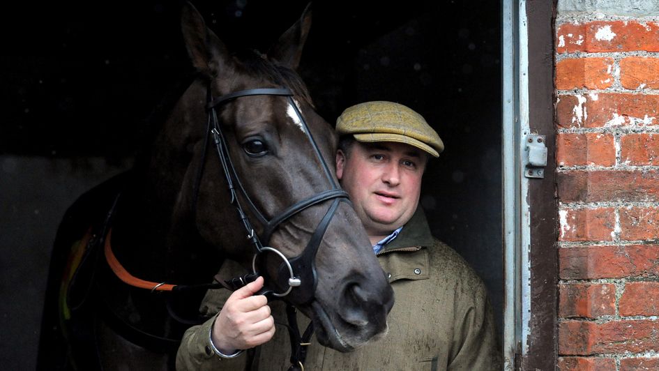 Paul Nicholls poses with Denman