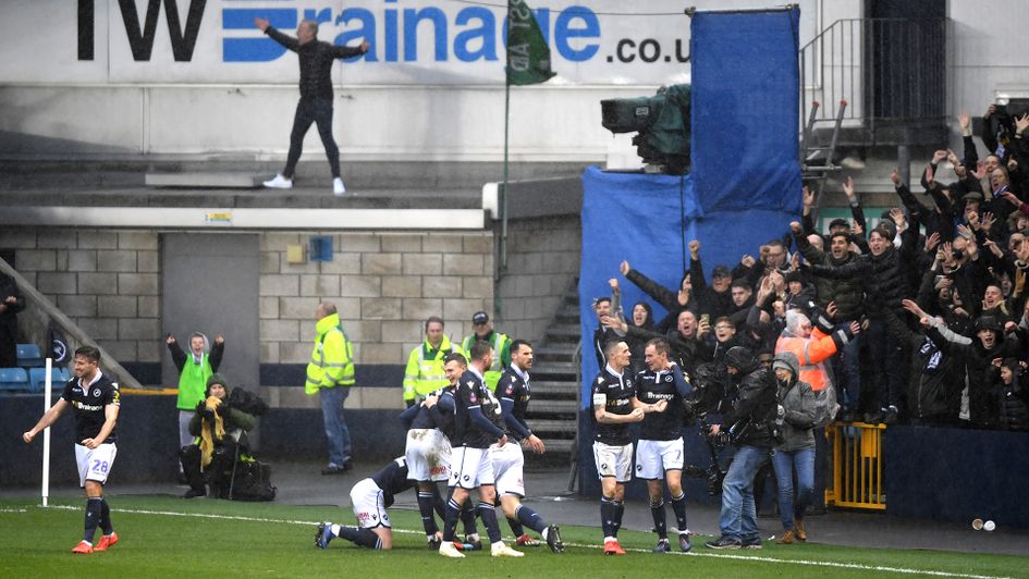 Millwall celebrate Aiden O'Brien's goal