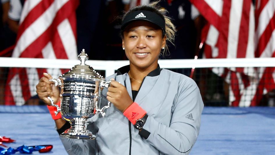 Naomi Osaka celebrates winning the US Open
