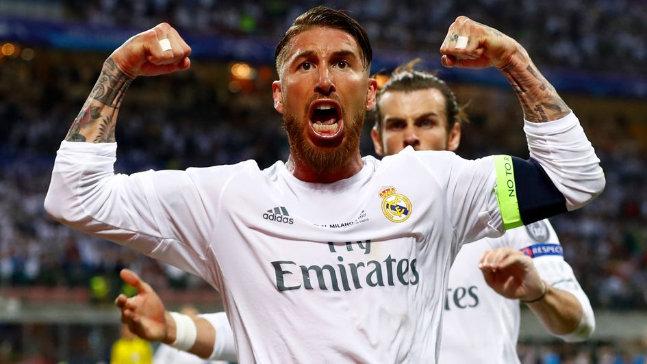 Sergio Ramos: Real Madrid defender celebrates his goal in the 2015/16 Champions League final