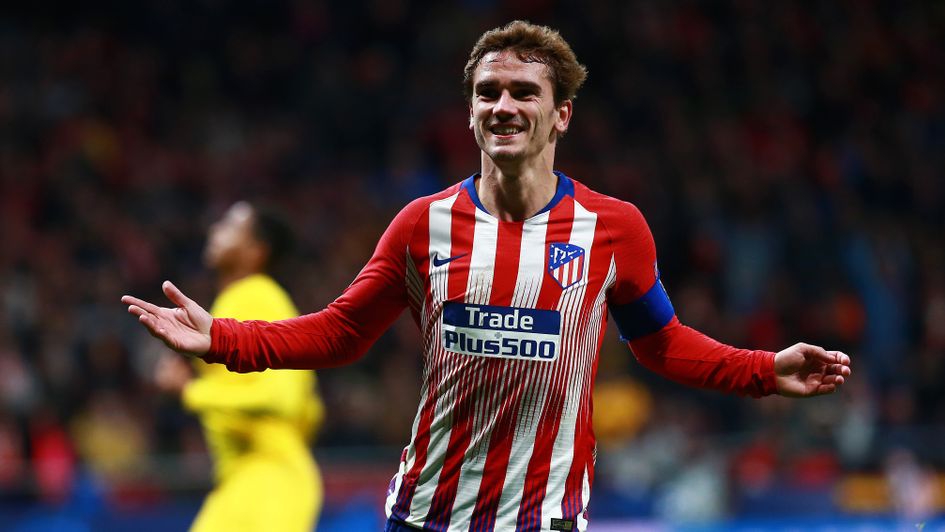 Antoine Griezmann celebrates his goal for Atletico against Dortmund in the Champions League