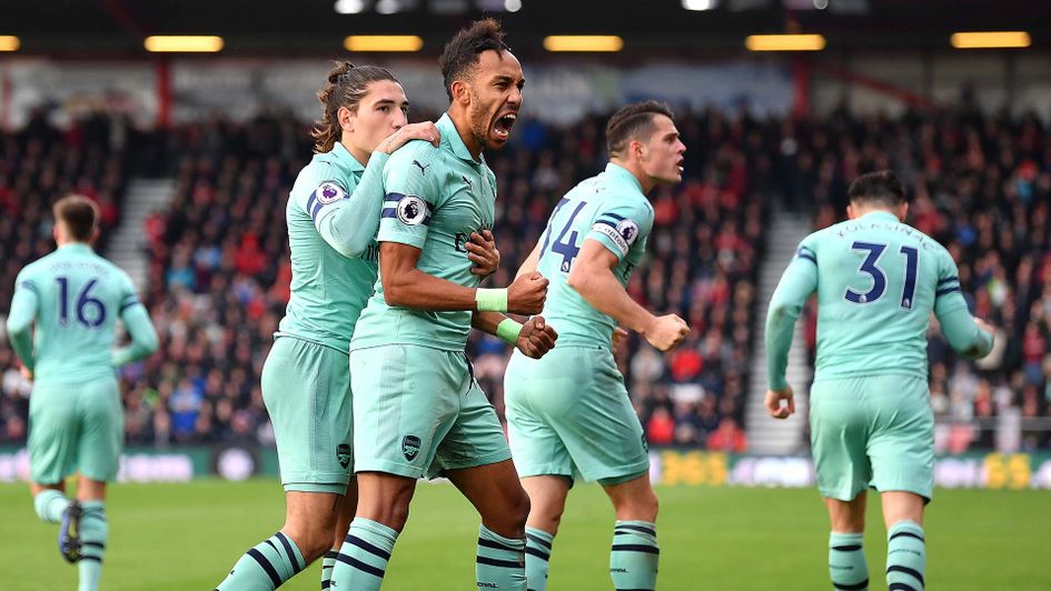 Pierre-Emerick Aubameyang celebrates scoring for Arsenal