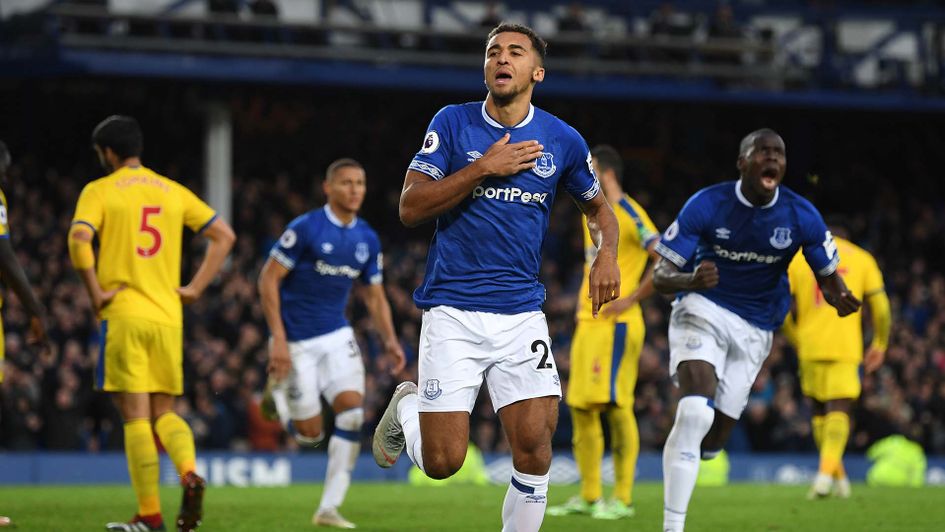 Dominic Calvert-Lewin celebrates scoring for Everton