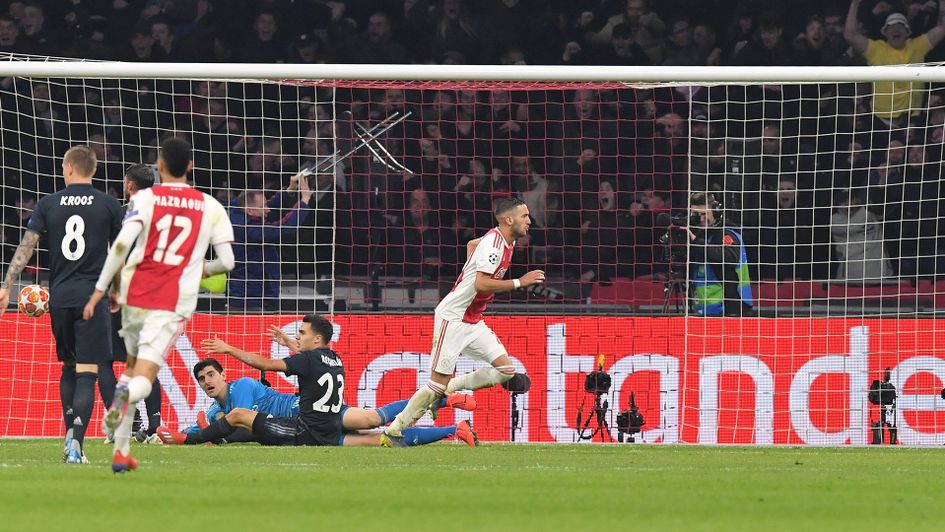 Hakim Ziyech celebrates his goal against Real Madrid