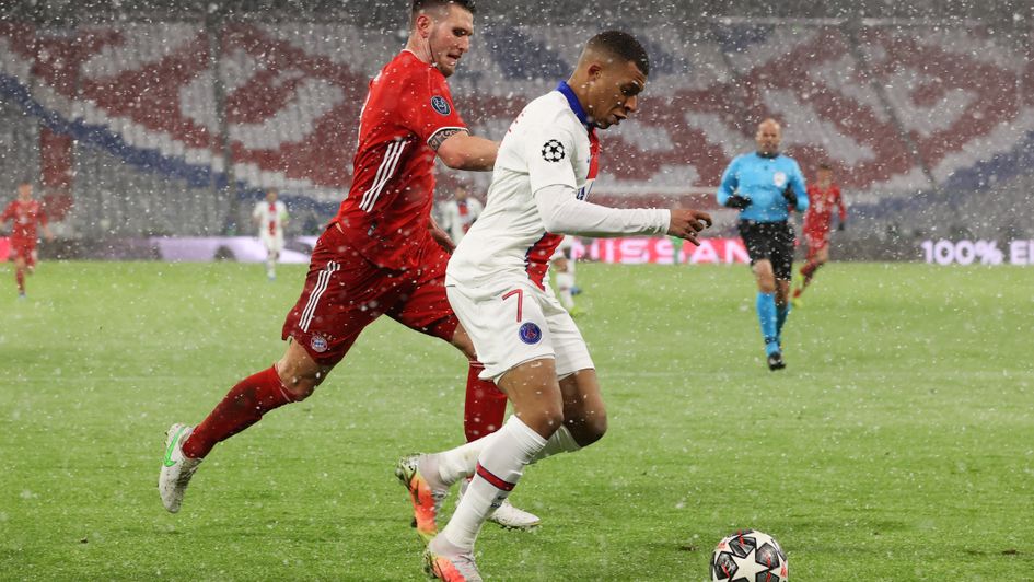 Kylian Mbappe against Niklas Suele; Bayern Munich v PSG