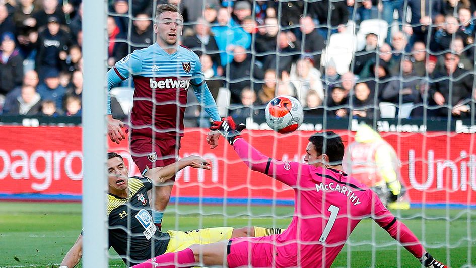 Jarrod Bowen scores his first Premier League goal for West Ham against Southampton