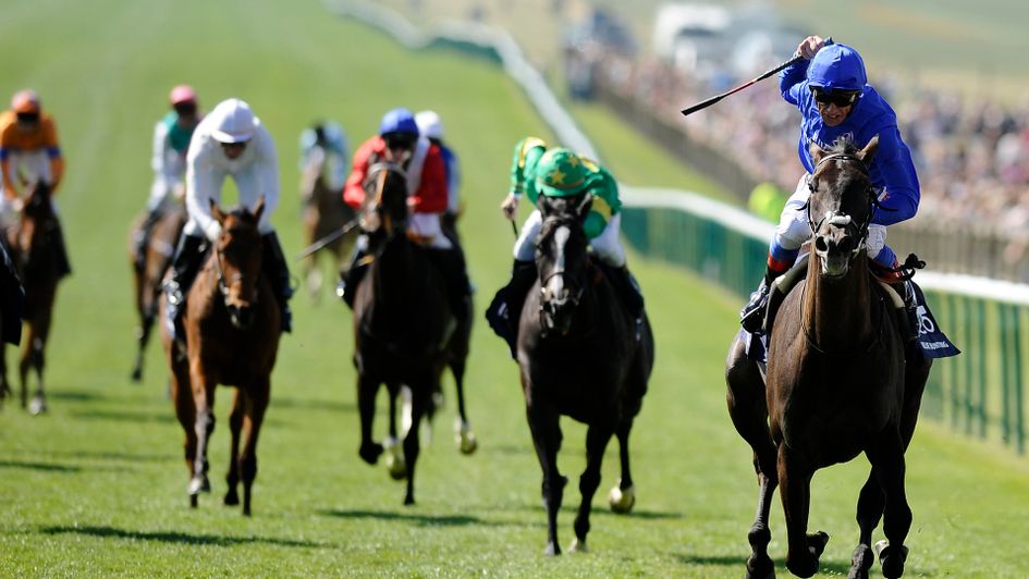 Blue Bunting flew up the rail to win under Frankie Dettori