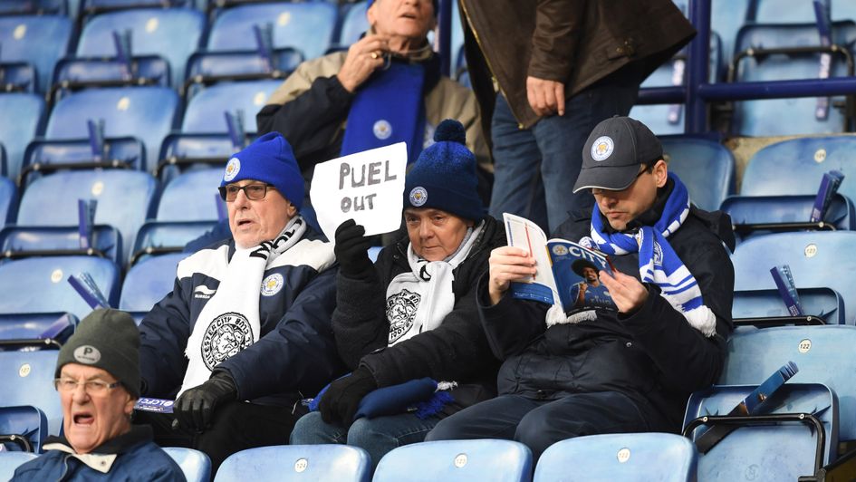 'PUEL OUT': A Leicester City fan lets their feelings known ahead of their clash with Southampton