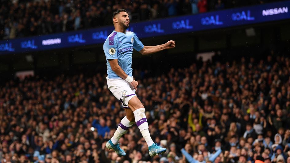 Riyad Mahrez: Manchester City winger celebrates his goal against Chelsea