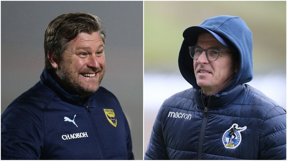 Oxford boss Karl Robinson and Bristol Rovers boss Joey Barton.