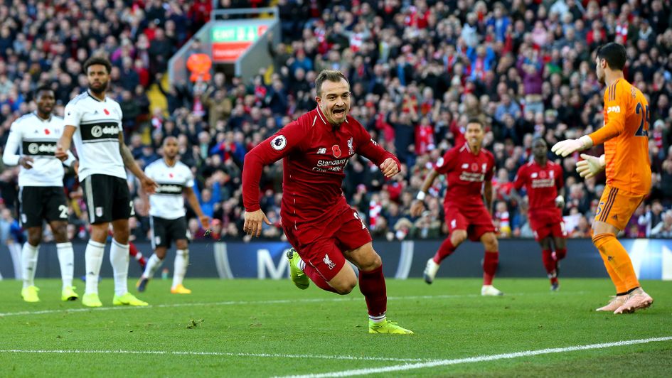 Xherdan Shaqiri puts Liverpool 2-0 up against Fulham