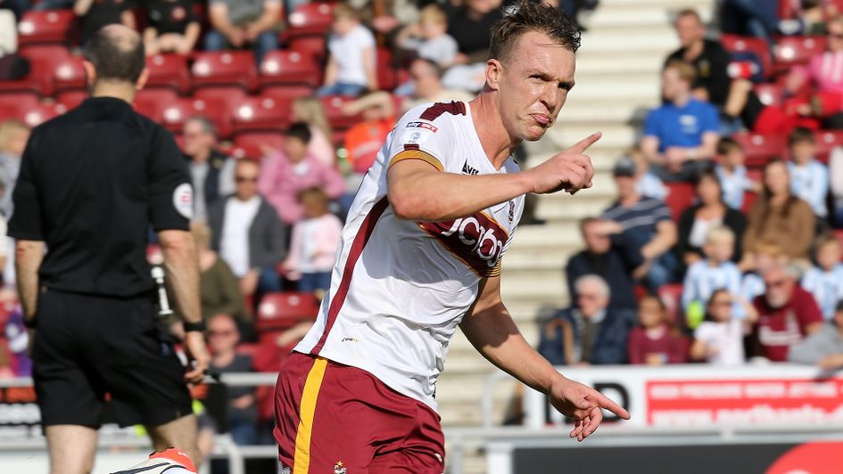 Tony McMahon of Bradford City celebrates
