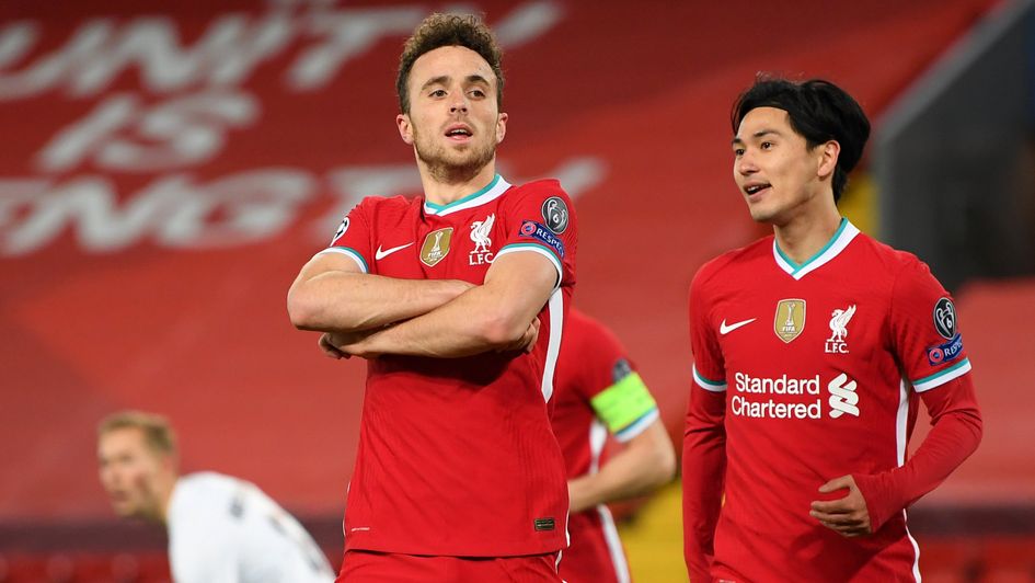 Diogo Jota celebrates his goal for Liverpool
