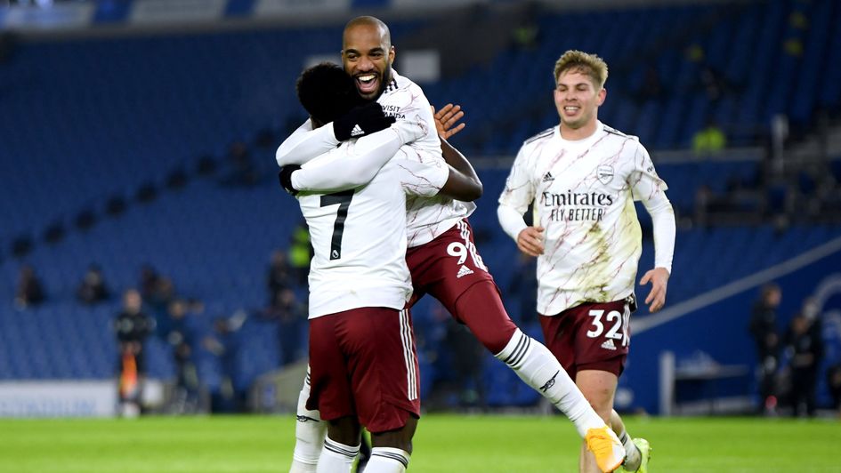 Alexandre Lacazette celebrates for Arsenal