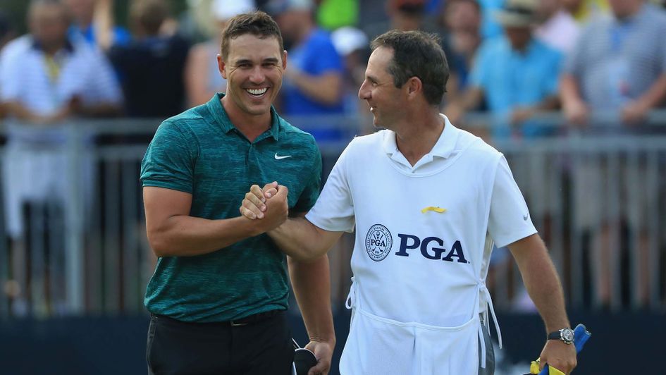 Brooks Koepka celebrates winning the PGA Championship