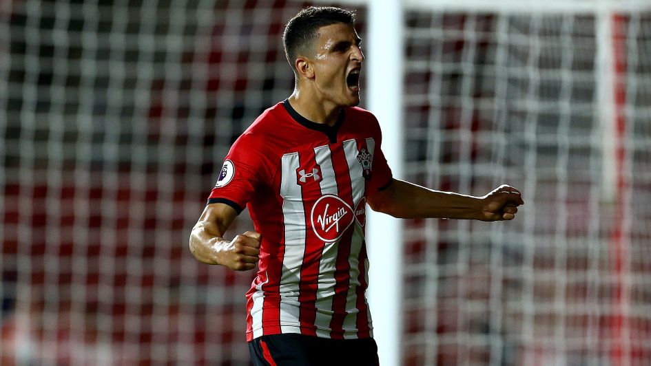 Mohamed Elyounoussi celebrates his goal for Southampton in pre-season