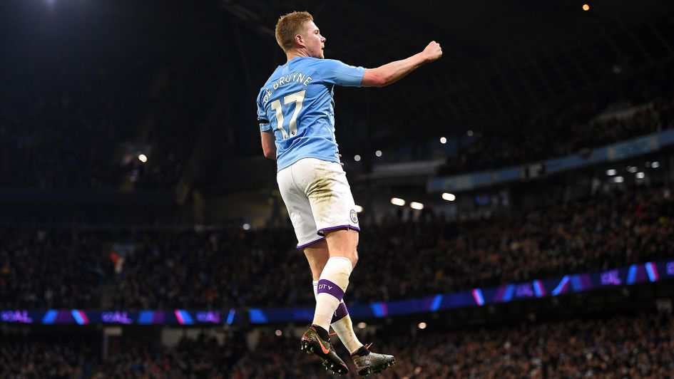Kevin De Bruyne celebrates his goal against Sheffield United