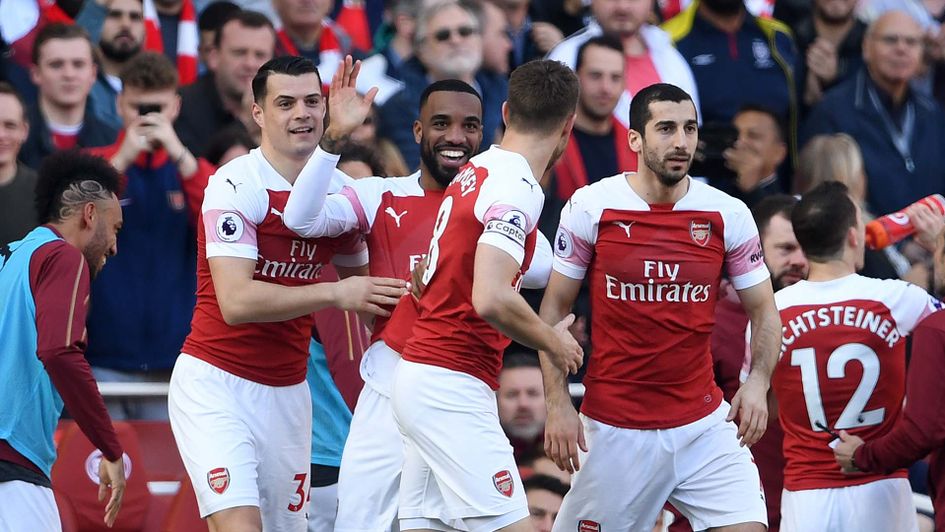 Alexandre Lacazette celebrates scoring for Arsenal