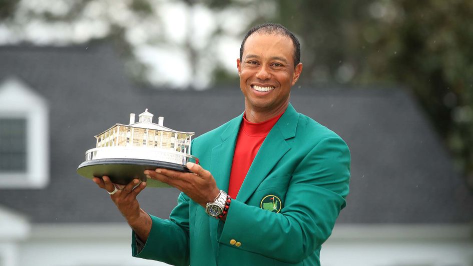Tiger Woods celebrates winning The Masters at Augusta