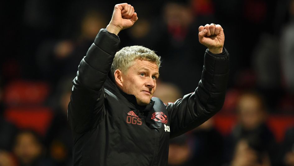 Celebrations for Ole Gunnar Solskjaer after Manchester United's win over Brighton