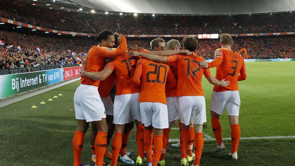 The Netherlands celebrate their late win over Northern Ireland